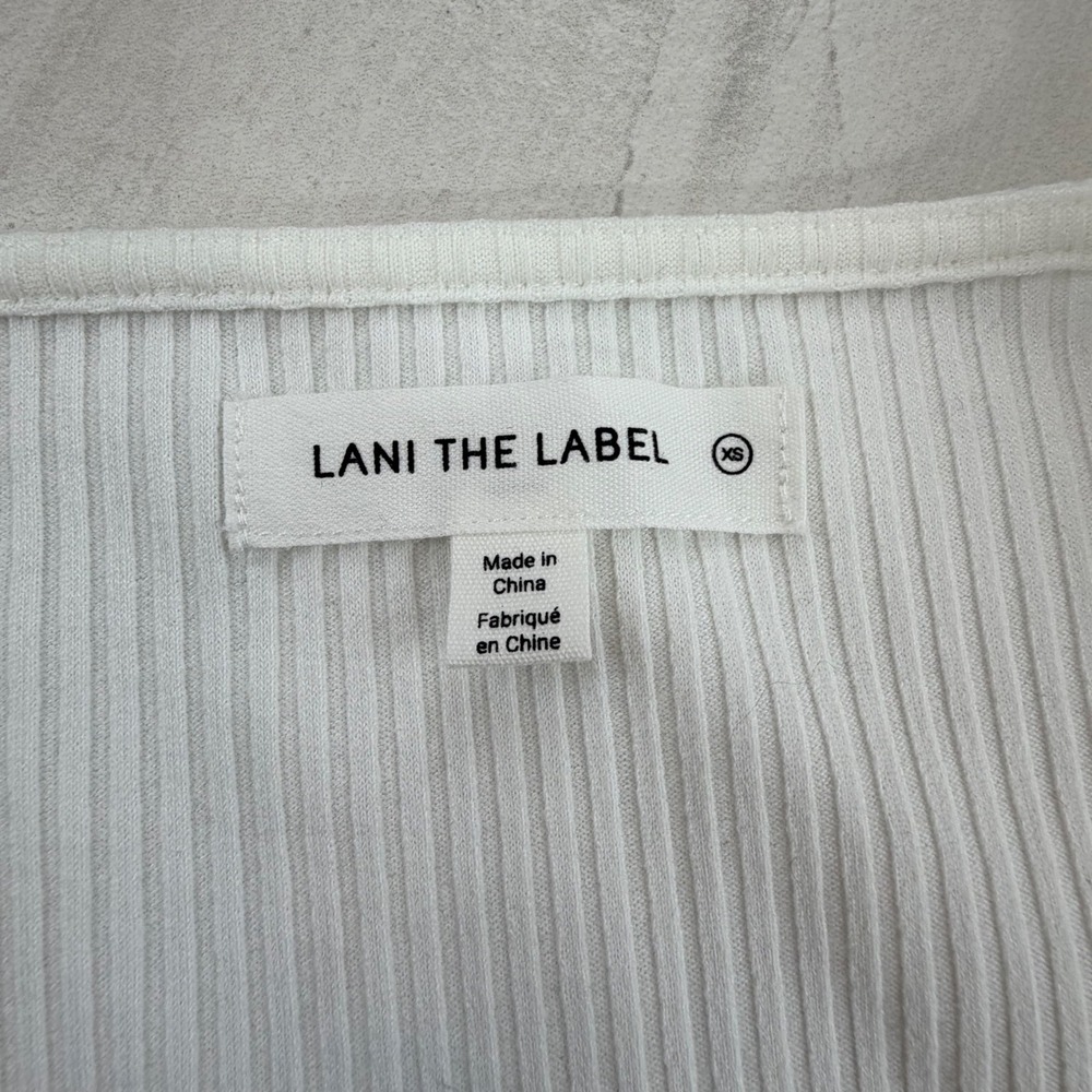 Lani The Label White Ribbed Wrap Bodysuit Puff Sleeve XS NWT - Picture 2 of 7